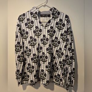 Liza Byrd Blue and White Blouse